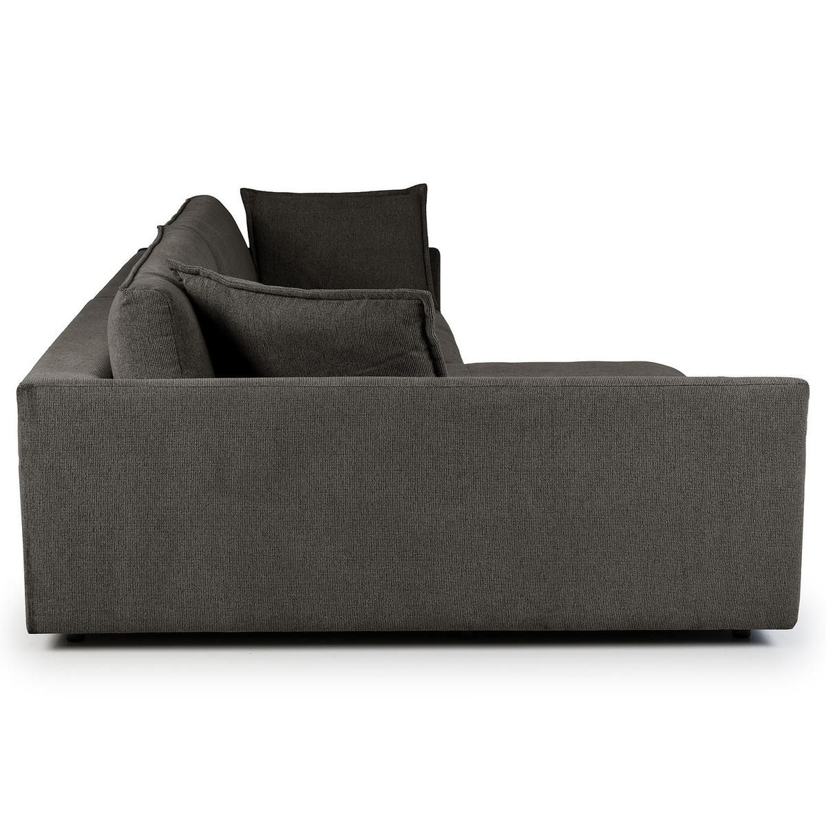 ECKSOFA mit Longchair - Anthrazit/Schwarz, Kunststoff/Textil (290/183cm) - home24