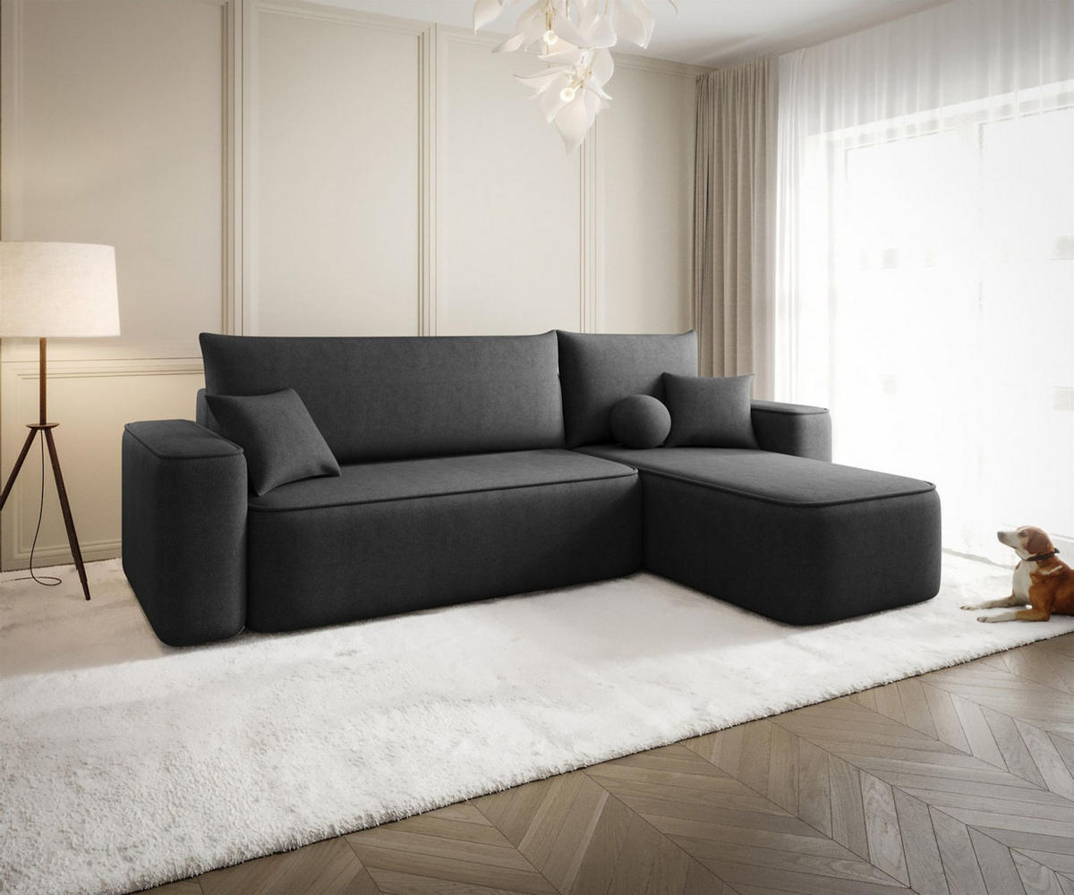 ECKSOFA Agepo In Curio - Anthrazit, Holzwerkstoff/Textil (250/150cm) - Fun Möbel
