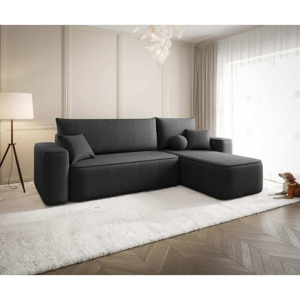 Thumbnail - Fun Möbel Ecksofa, Anthrazit, Textil, Ottomane rechts, 250x150 cm, Wohnzimmer, Sofas & Couches, Wohnlandschaften, Ecksof...
