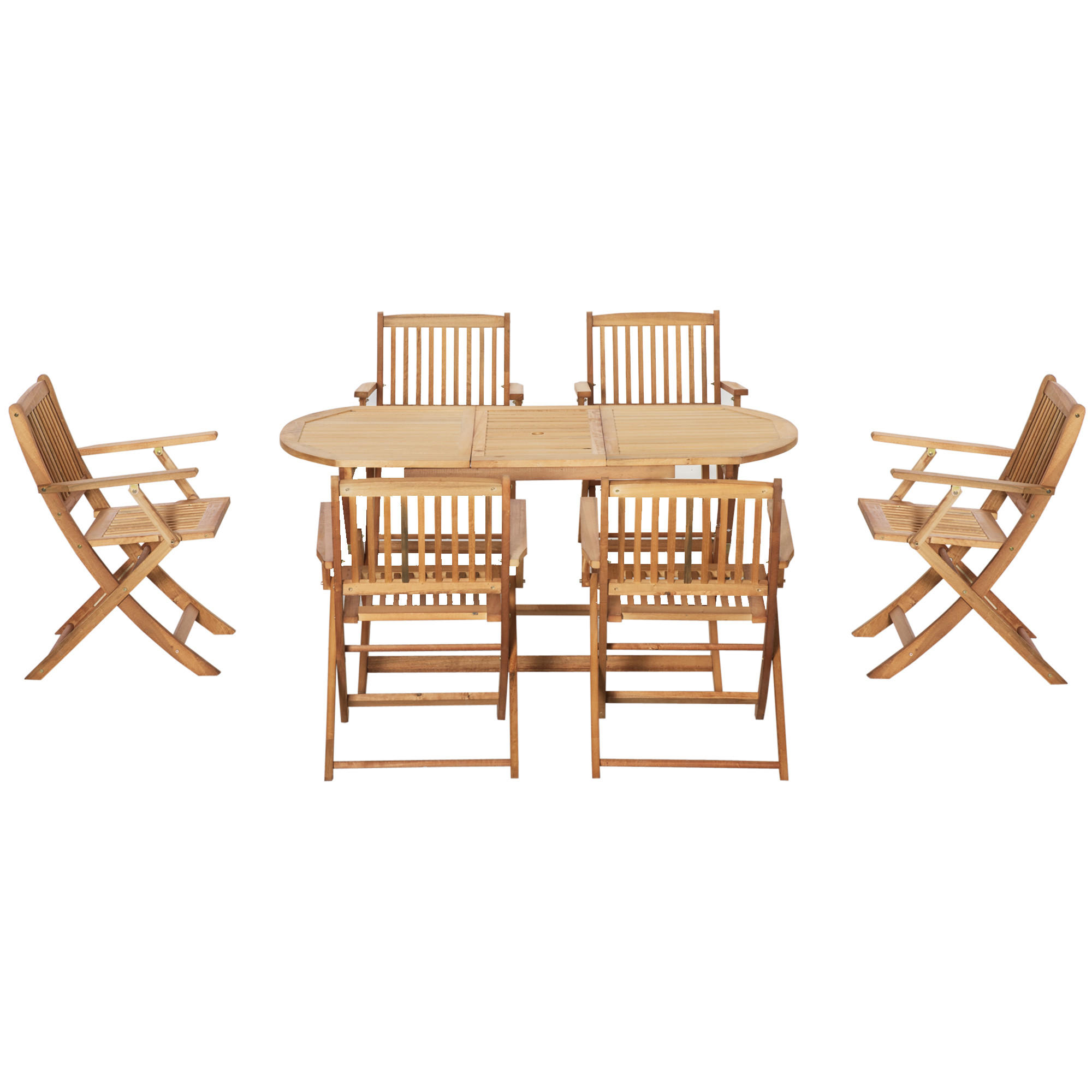 SITZGRUPPE, Gartengarnitur,Teak, Pappel - Naturfarben, Holz - Outsunny