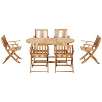 SITZGRUPPE, Gartengarnitur,Teak, Pappel - Naturfarben, Holz - Outsunny