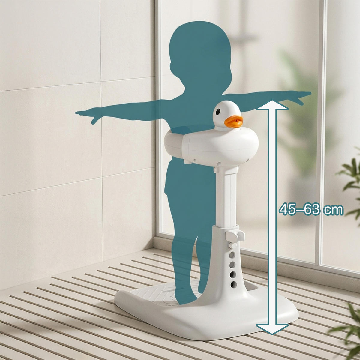 DUSCHSTÄNDER Weiß Grau Orange Baby höhenverstellbar klappbar 67 cm - Grau, Kunststoff (50/40cm) - Relaxdays