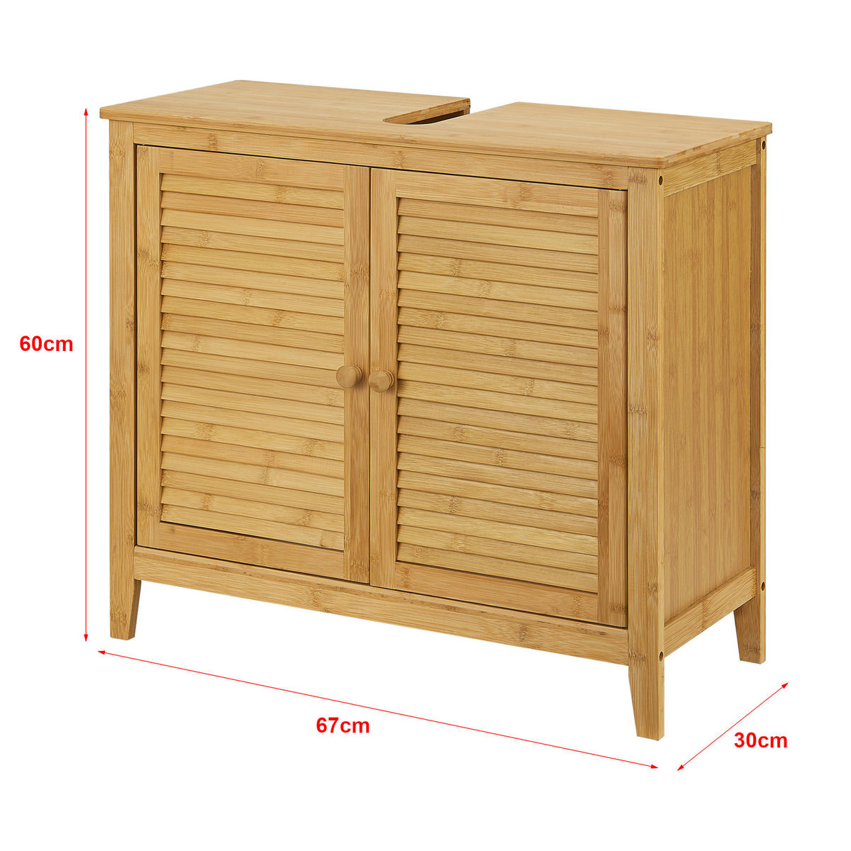 WASCHBECKENUNTERSCHRANK Värmdö - Naturfarben, Holz (67/60/30cm) - [en.casa]