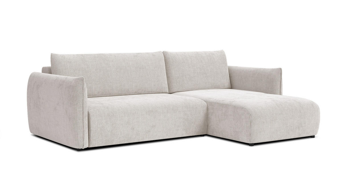 ECKSOFA TAUER 3-Sitzer links, perlweiß - Schwarz/Weiß, Holz/Textil (248/173cm) - Courtois Laville