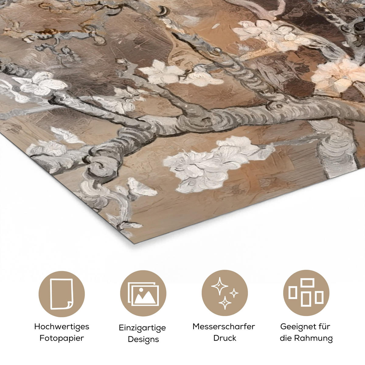 POSTER Mandelblüte - Kunst - Van Gogh - Beige - Abstrakt 20x30 cm - Braun, Papier (20/30/0.1cm) - MuchoWow