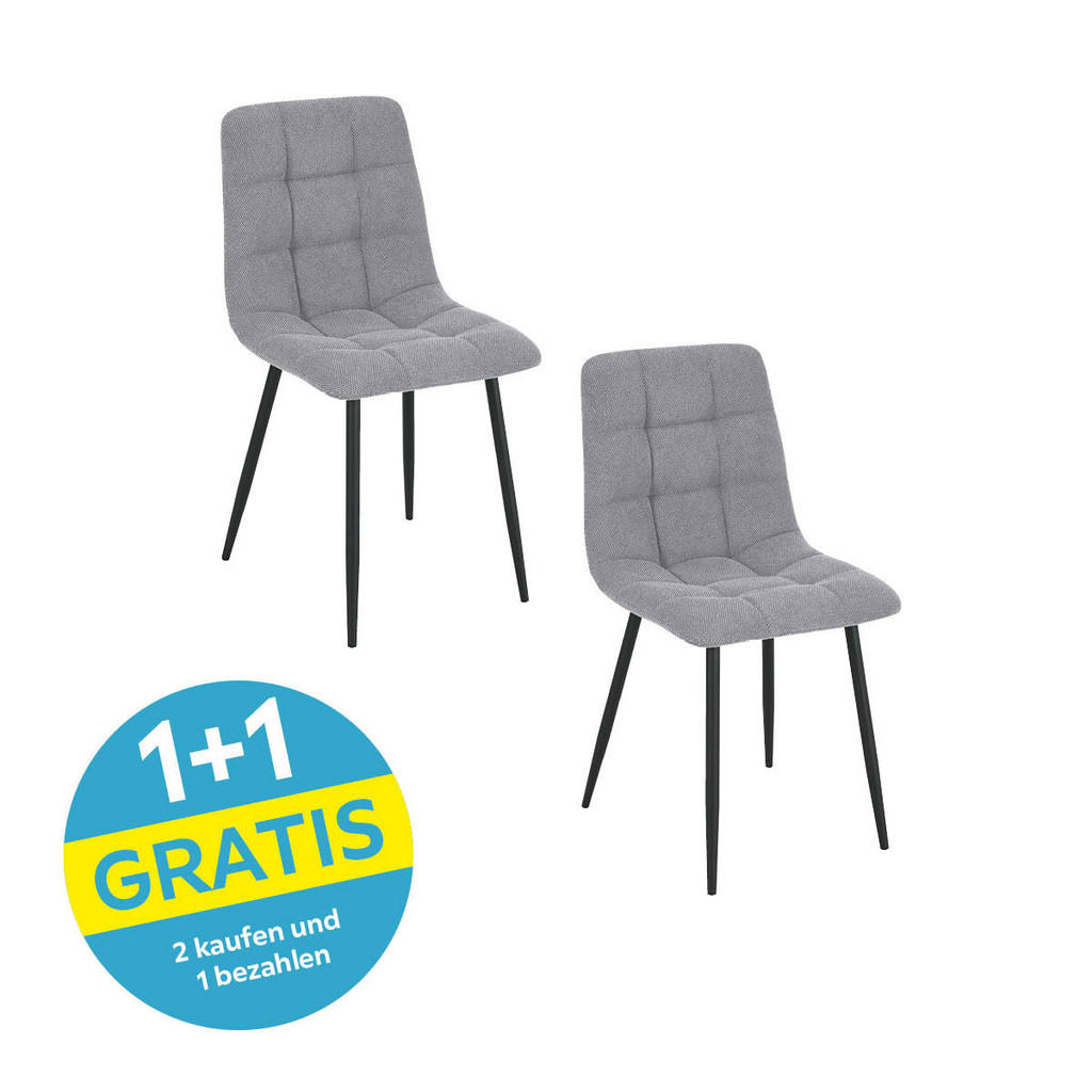 Vierfußstuhl Adea Leinenoptik Grau