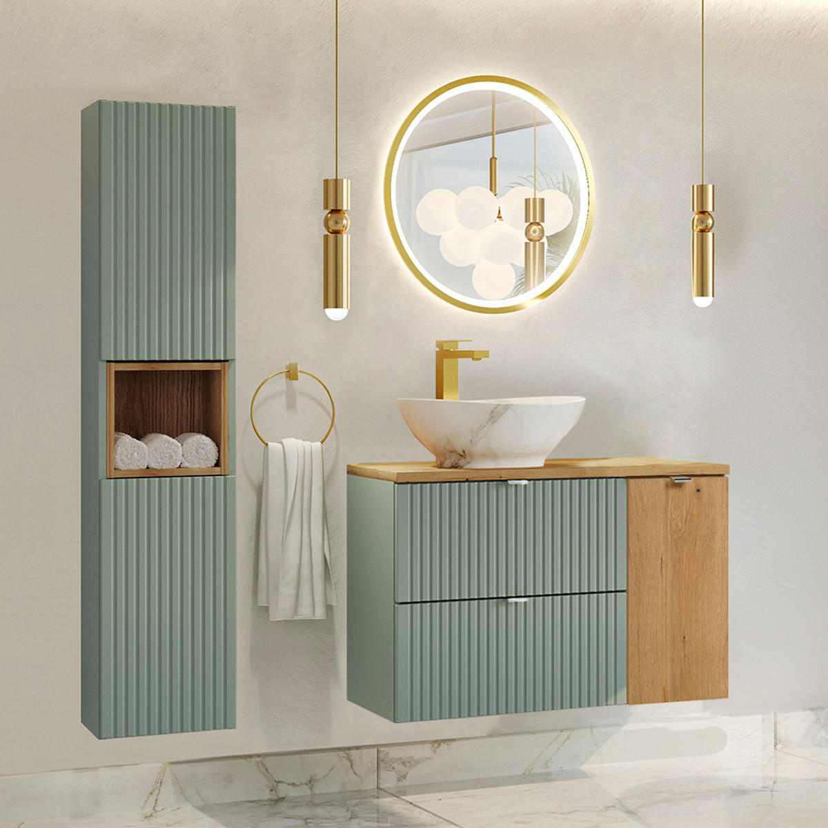 WASCHTISCH 90.4cm Jade Grün - Grün, Holzwerkstoff (90.4/59.5/40cm) - Petits-meubles