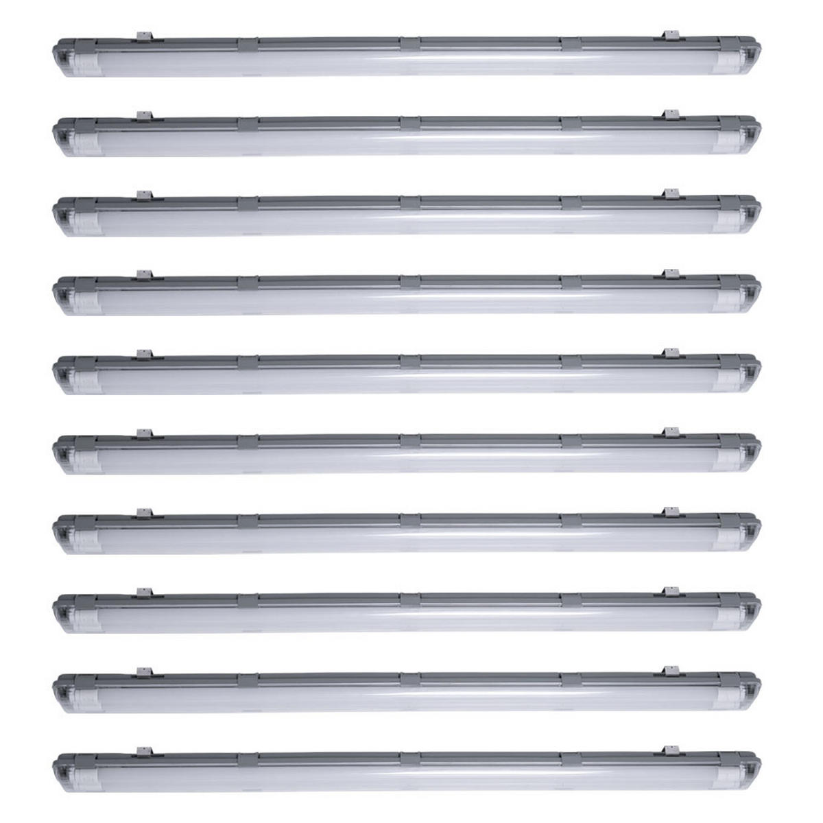 LED DECKENLEUCHTE Weiß 10er Set L 156 cm - Weiß, Kunststoff (156/11.2/6.3cm)