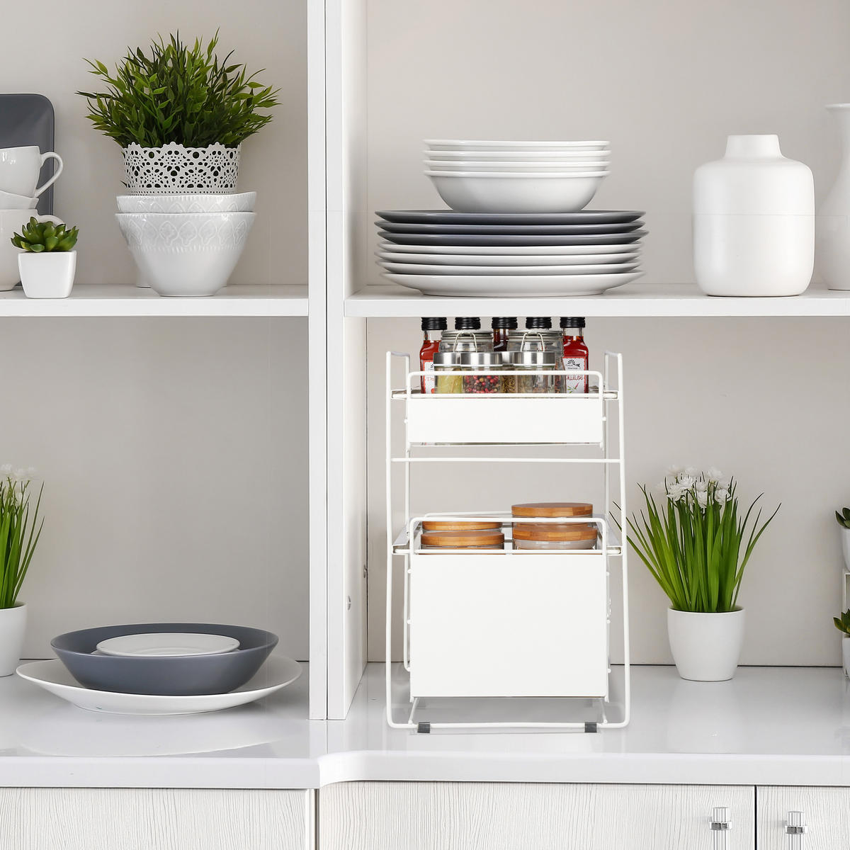 SCHUBLADENREGAL - Weiß, Metall (25/39.5/40.5cm) - Relaxdays