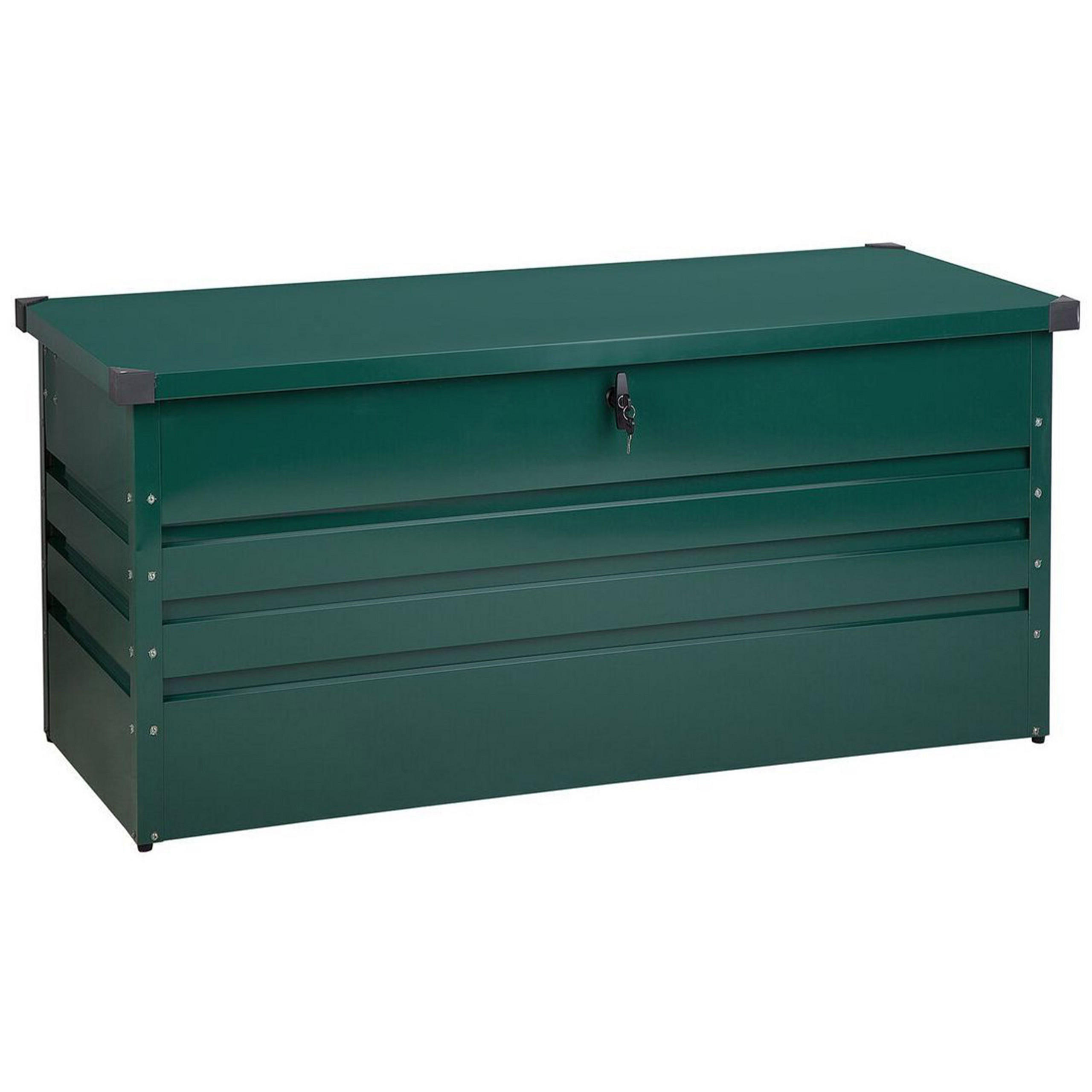 AUFLAGENBOX Stahl dunkelgrün 132/62 cm Cebrosa - Grün, Metall (132/64/62cm) - Beliani
