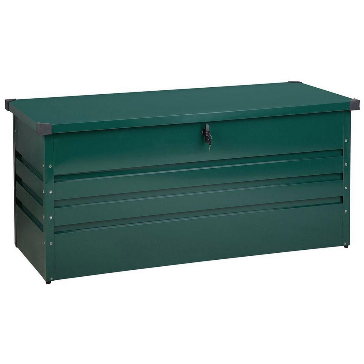 AUFLAGENBOX Stahl dunkelgrün 132/62 cm Cebrosa - Grün, Metall (132/64/62cm) - Beliani