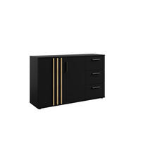 KOMMODE TECTONIC 119,8/72,7/35cm mit 3 Schubladen 2 Türen Schwarz - Schwarz, Holzwerkstoff (119.8/72.7/35cm) - MASSENO
