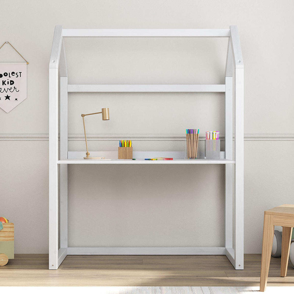 KINDERSCHREIBTISCH TINA weiß - Weiß, Holz (101/130/49cm) - IDIMEX