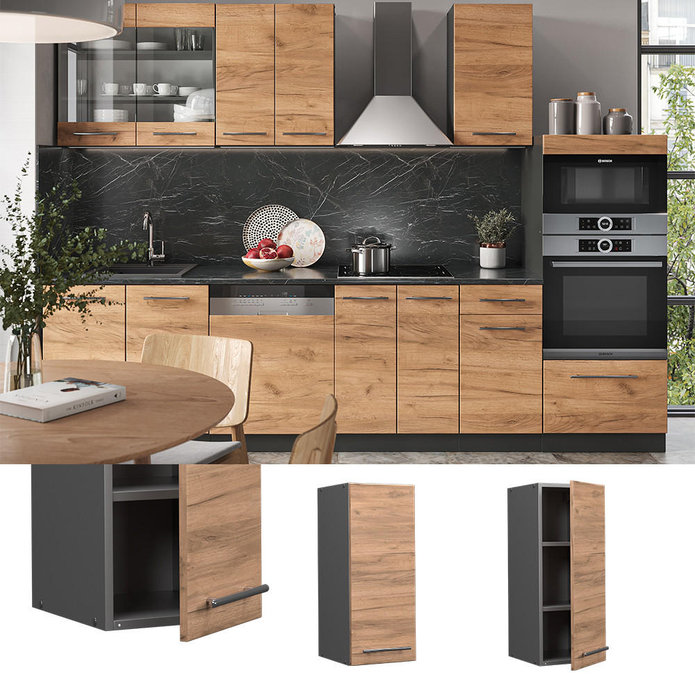 HÄNGESCHRANK Fame-Line Goldkraft Eiche 30 cm - Honigeiche/Anthrazit, Holzwerkstoff (30/72/34.1cm) - Vicco