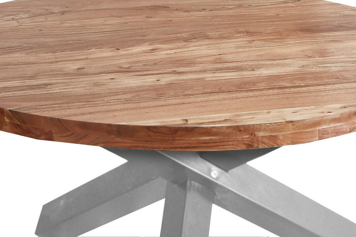 ESSTISCH RUNA - Beige/Silberfarben, Holz/Metall (120/120/78cm) - SAM
