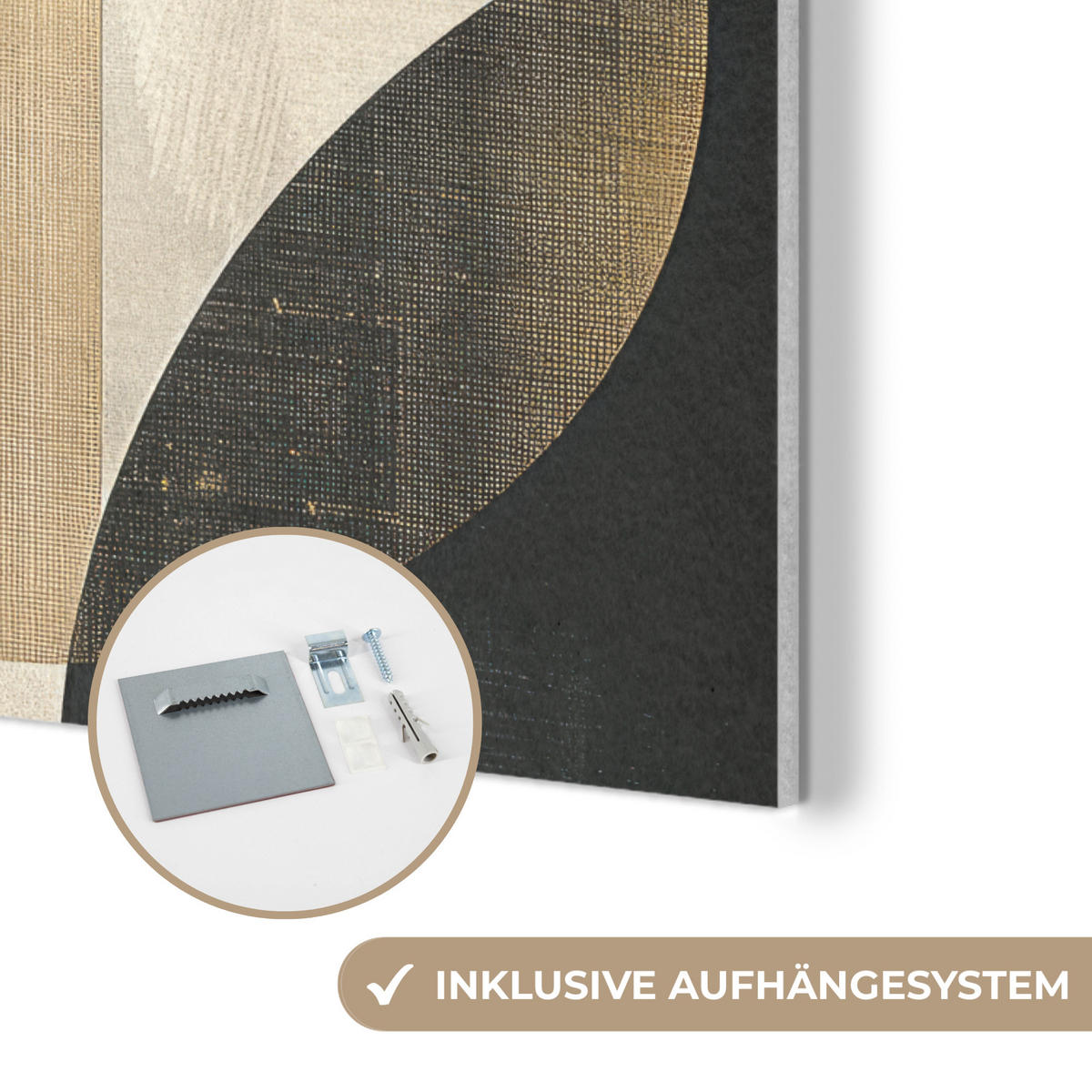 AKUSTIKPANEEL Abstrakt - Geometrische Formen - Schwarz - Gold 70x100 cm - Ecru, Textil (70/0.9/100cm) - MuchoWow