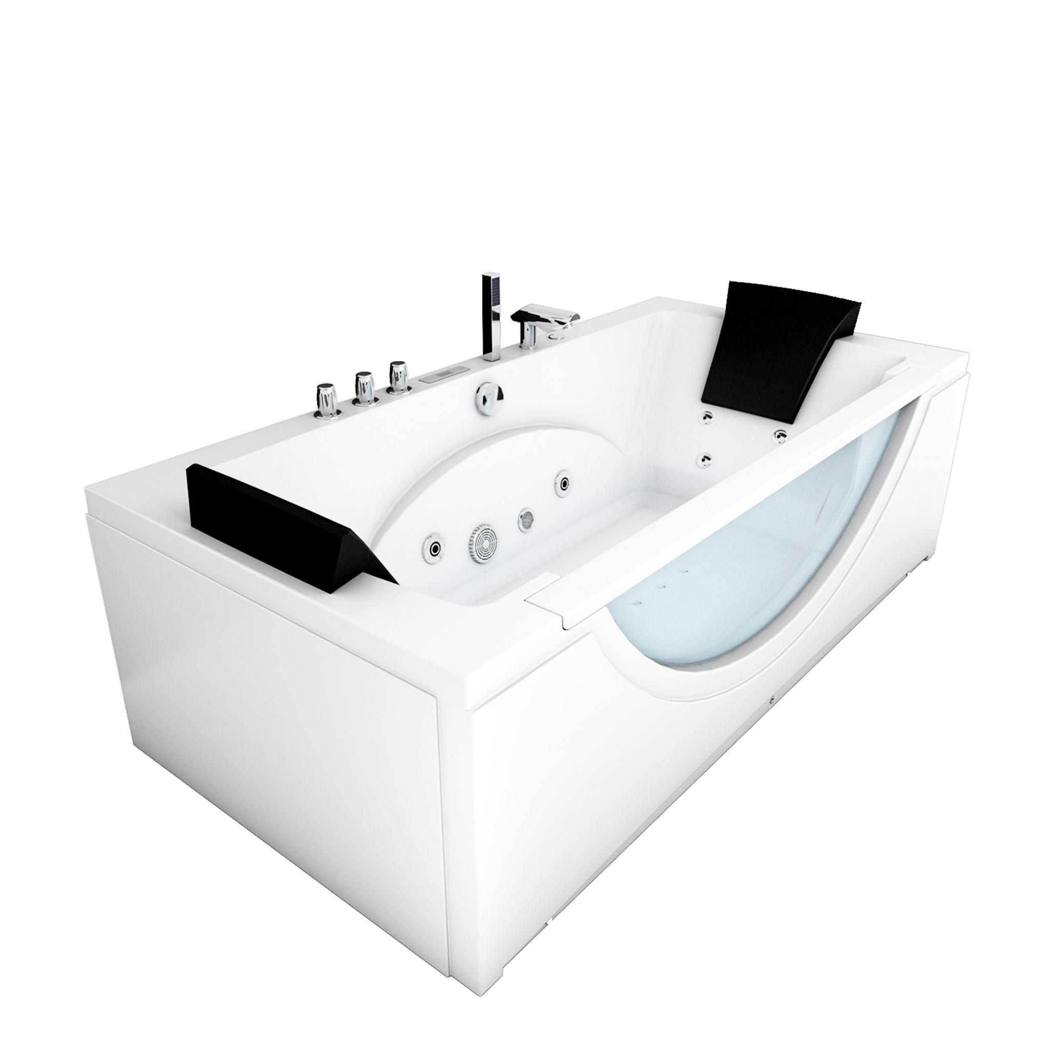 WHIRLPOOL Badewanne Eckwanne Wanne W81H-C-SC 180x90cm - Weiß, Glas/Kunststoff (90/55/180cm) - AcquaVapore by Sandra Jentho
