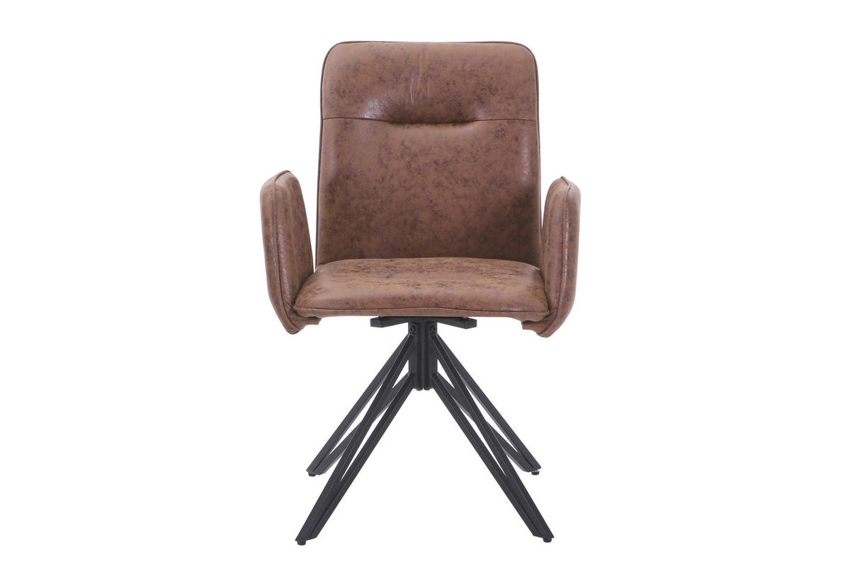 DREHSTUHL CEBU - Nussbaumfarben/Schwarz, Textil/Metall (50/85/50cm) - SAM