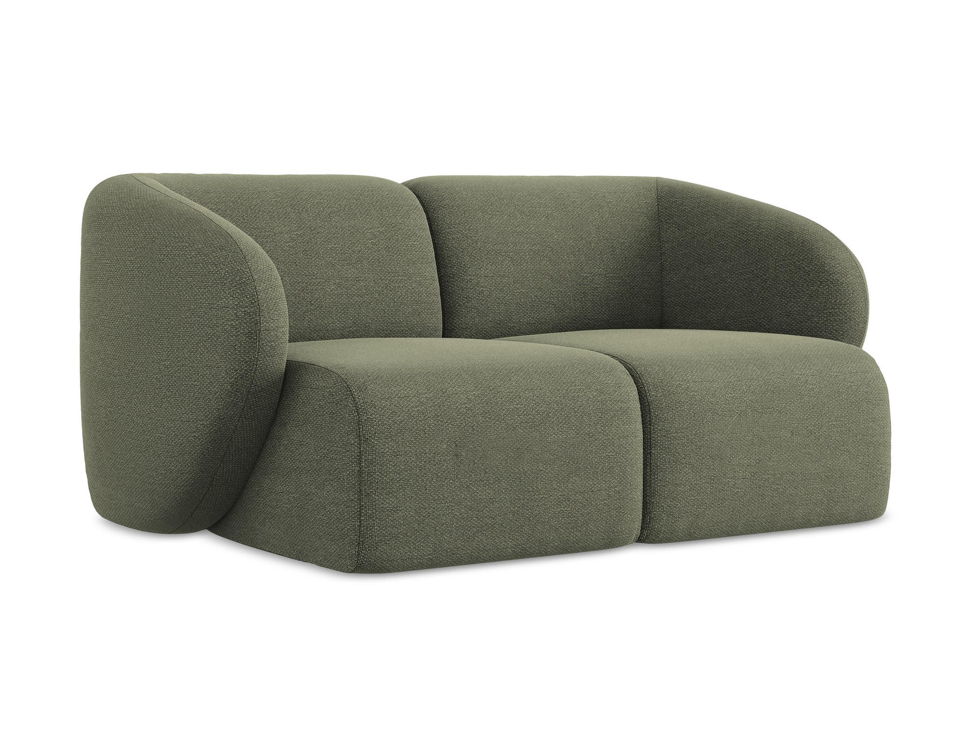 2-SITZER-SOFA Bouclé Stoff Grün - Schwarz/Olivgrün, Holzwerkstoff/Kunststoff (174/75/94cm) - Makamii
