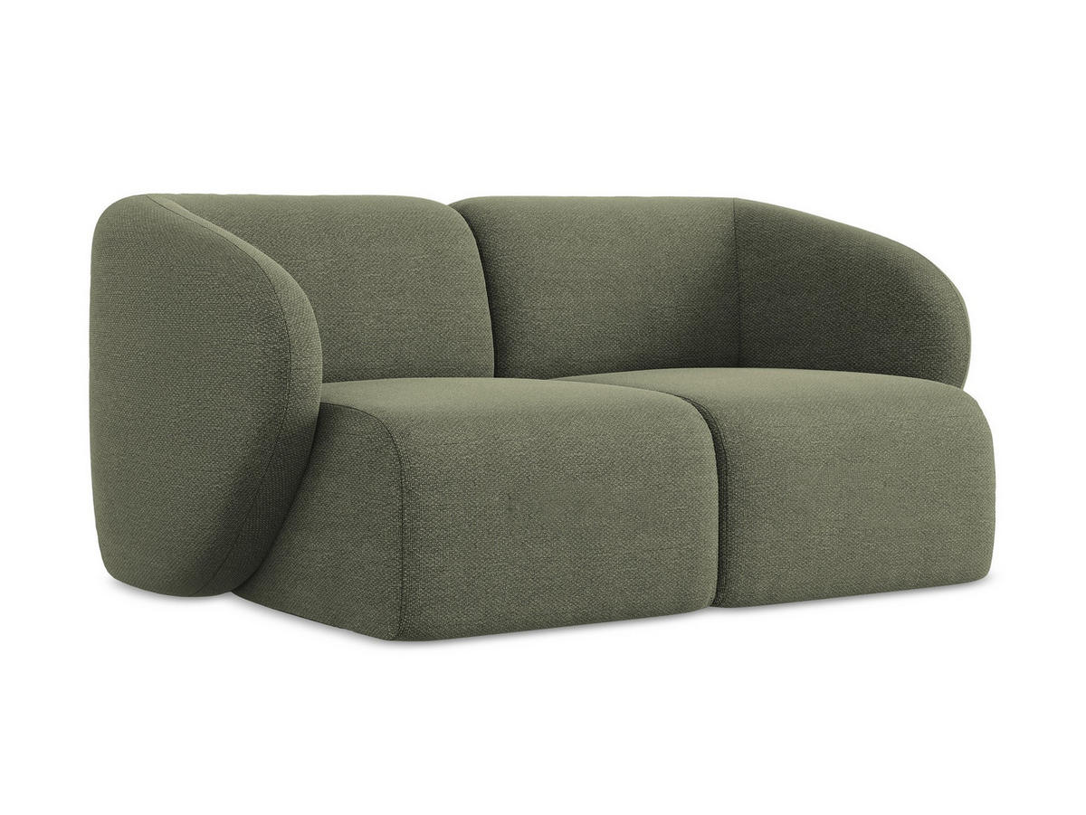 2-SITZER-SOFA Bouclé Stoff Grün - Schwarz/Olivgrün, Holzwerkstoff/Kunststoff (174/75/94cm) - Makamii