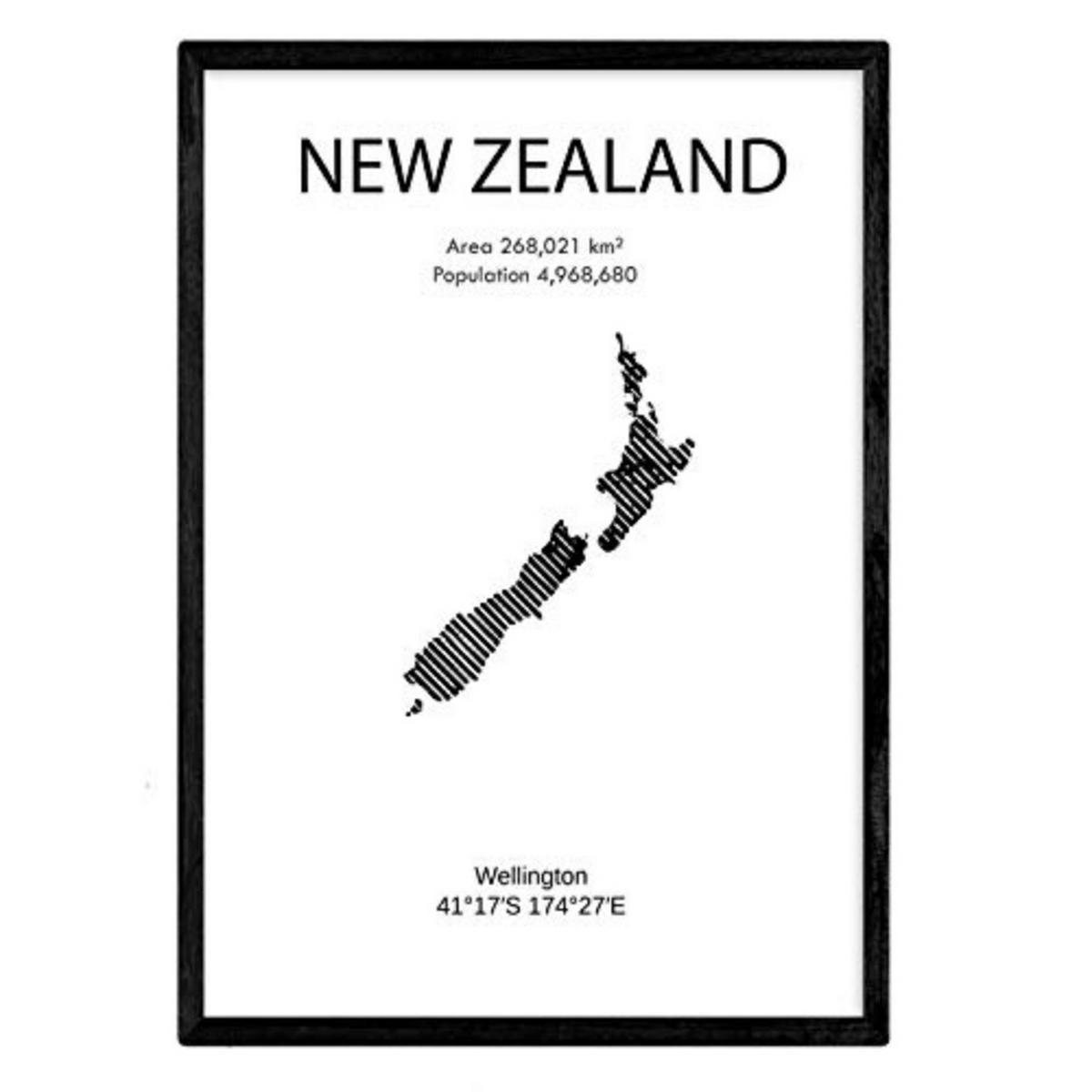 POSTER Länder & Kontinente Neuseeland A3 Rahmenlos - Klar, Papier (29.7/5/42cm) - Nacnic