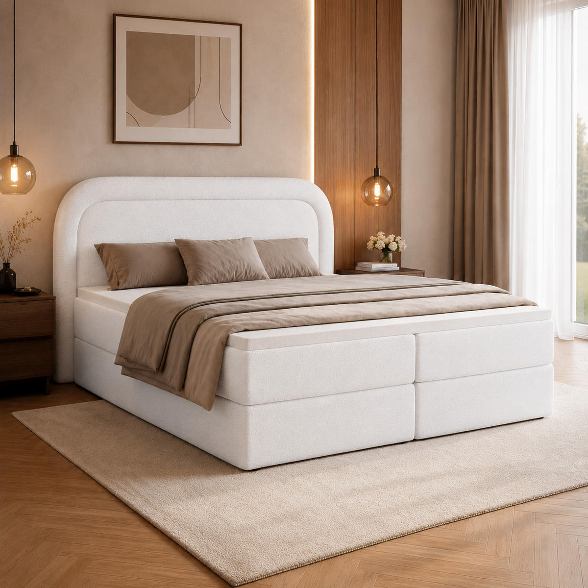 BOXBETT Bonito mit Topper 180x200 Weiß - Weiß, Textil (180/200cm) - Luxkor24