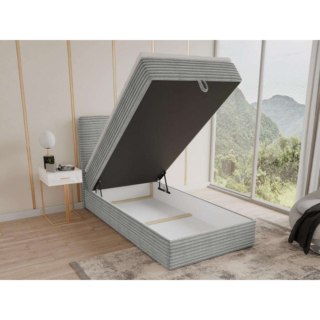 Thumbnail - Sofnet Boxbett, Grau, Textil, H3, Rechteckig, 100x200 cm, Schlafzimmer, Betten, Boxspringbetten