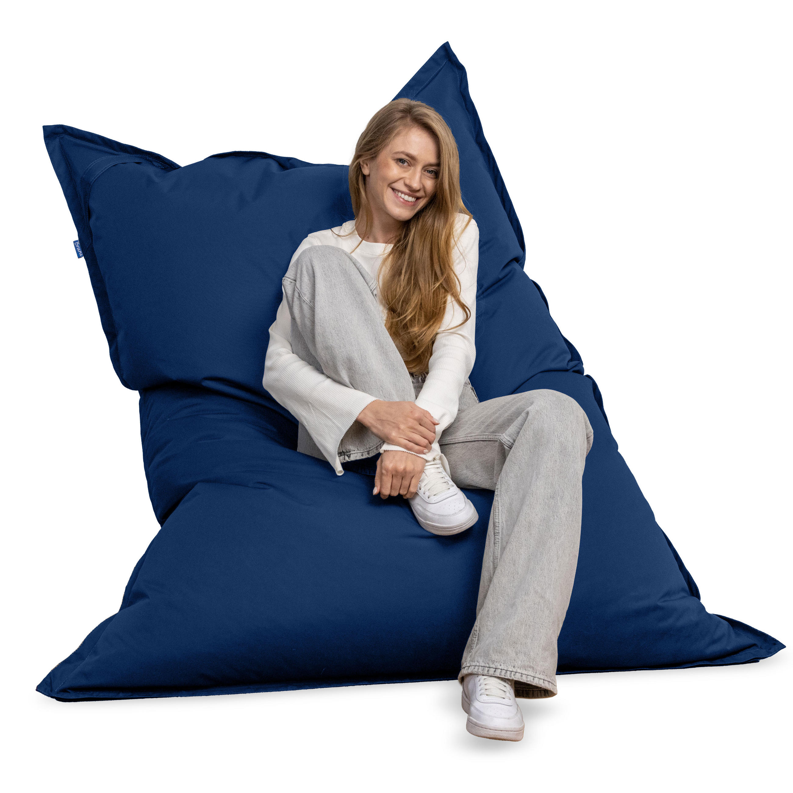 SITZSACK XXL Caree königsblau, 140x180cm groß für Outdoor - Blau/Dunkelblau, Textil (180/140/30cm) - Bruni