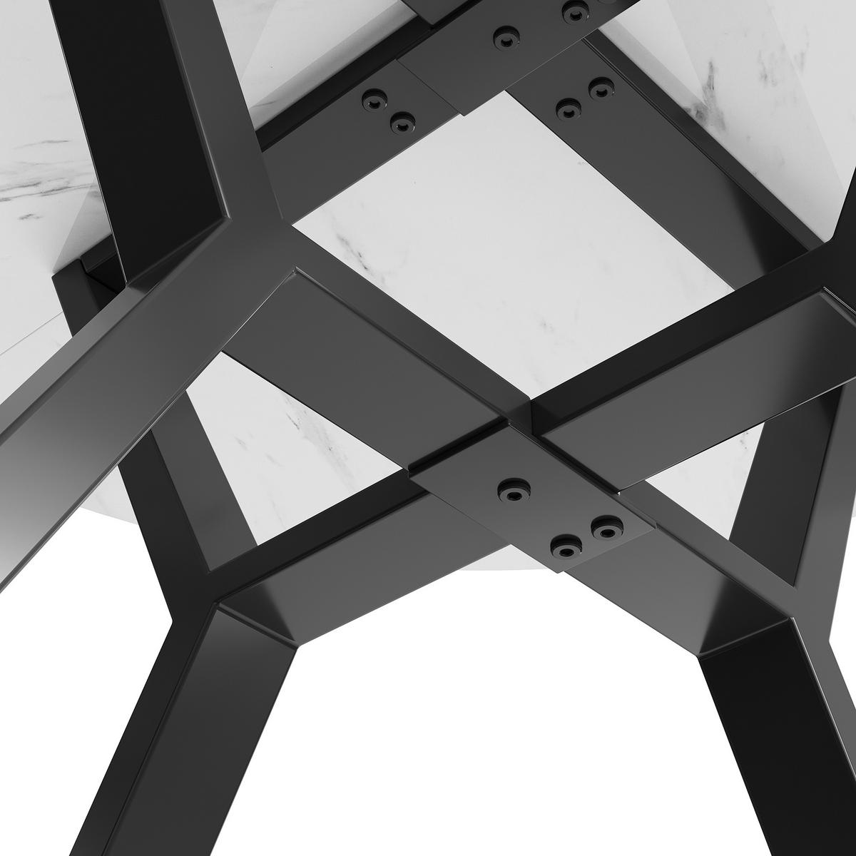 ESSTISCH Rund Ø100cm Marmoroptik X-Gestell Schwarz - Schwarz, Metall (100/100/75cm) - FLIEKS
