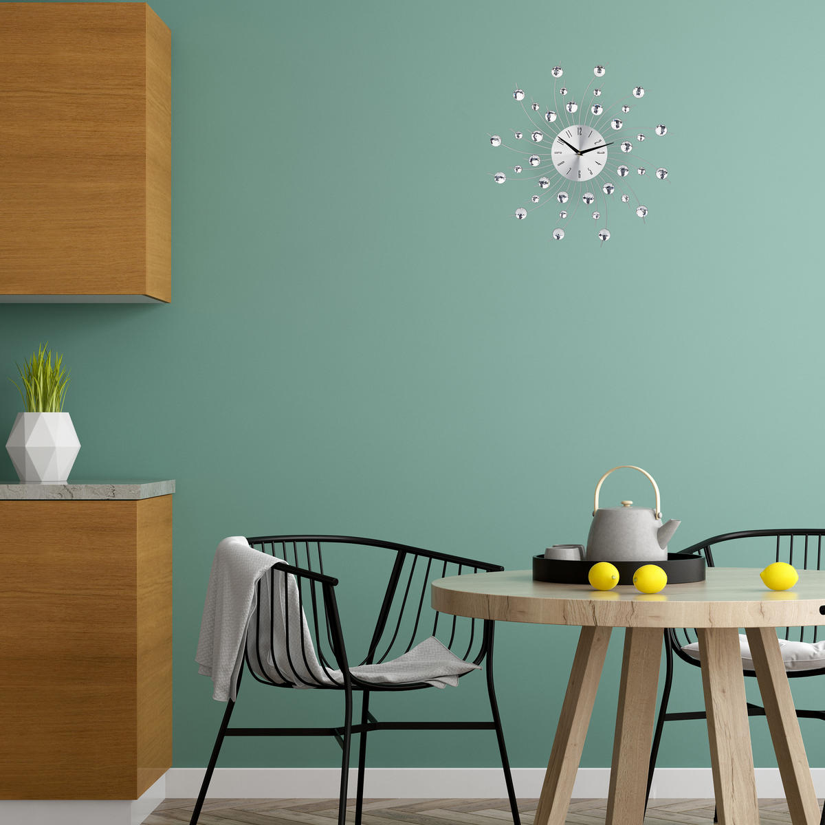 WANDUHR - Silberfarben, Kunststoff/Metall (50/50/4cm) - Relaxdays