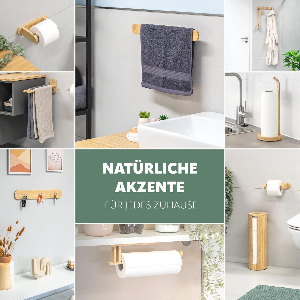 KÜCHENROLLENHALTER, Bambus - Braun, Holz (14/36.5/14cm) - eluno