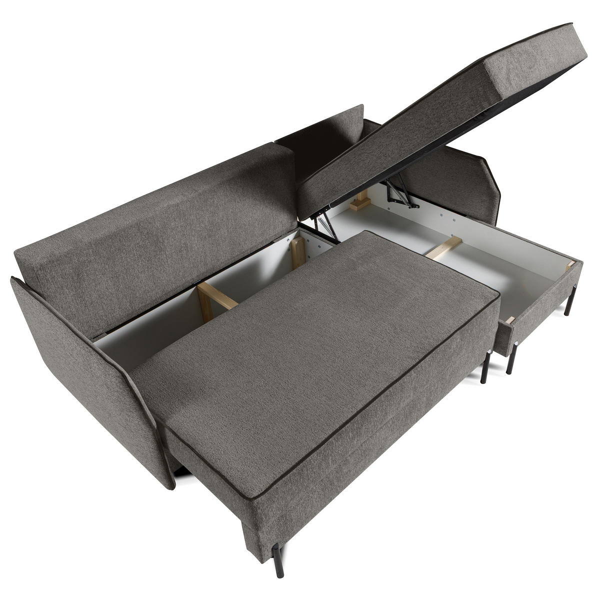 ECKSCHLAFSOFA Livio mit Schlaffunktion und universeller Ottomane, Braun - Braun, Textil (213/155cm) - Beautysofa