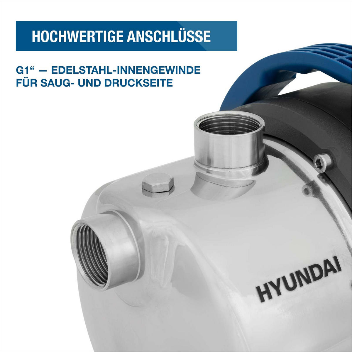 GARTENPUMPE GP12050 (1200W, 5.000 l/h, Förderhöhe max. 50m, Ansaughöhe max. 8m) - Schwarz, Kunststoff (22.1/23.7/37.1cm) - HYUNDAI