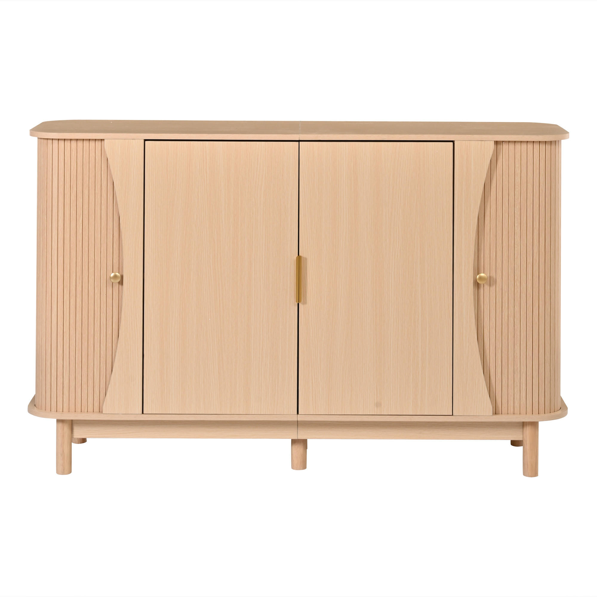 SIDEBOARD 140cm mit geschwungenen Kanten & 2 Türen - Naturfarben, Holzwerkstoff (140/88/40cm) - Urban Meuble