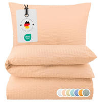 SEERSUCKER-BETTWÄSCHE 155x220 Uni Sommer Bettbezug Bügelfrei aus 100% Baumwolle, Bettbezüge einfarbig Apricot - Altrosa, Textil (155/220cm) - Carpe Sonno