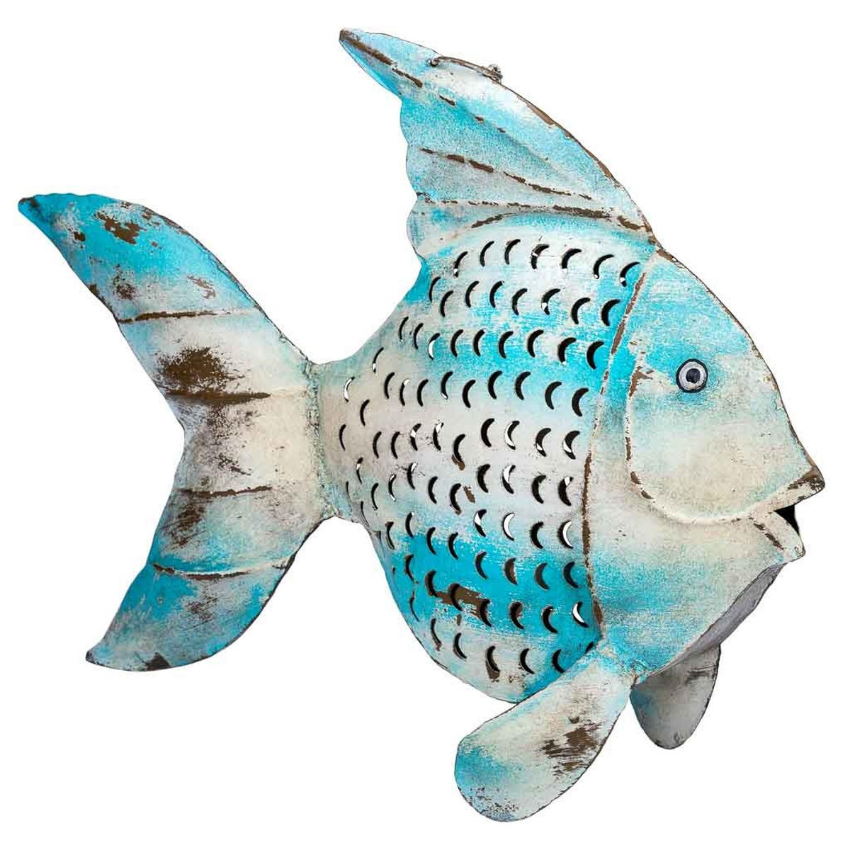 DEKORATIONSSTÜCK aus Metall, blau, 56x10x42cm - Blau, Metall (56/42/10cm) - Wanderlust