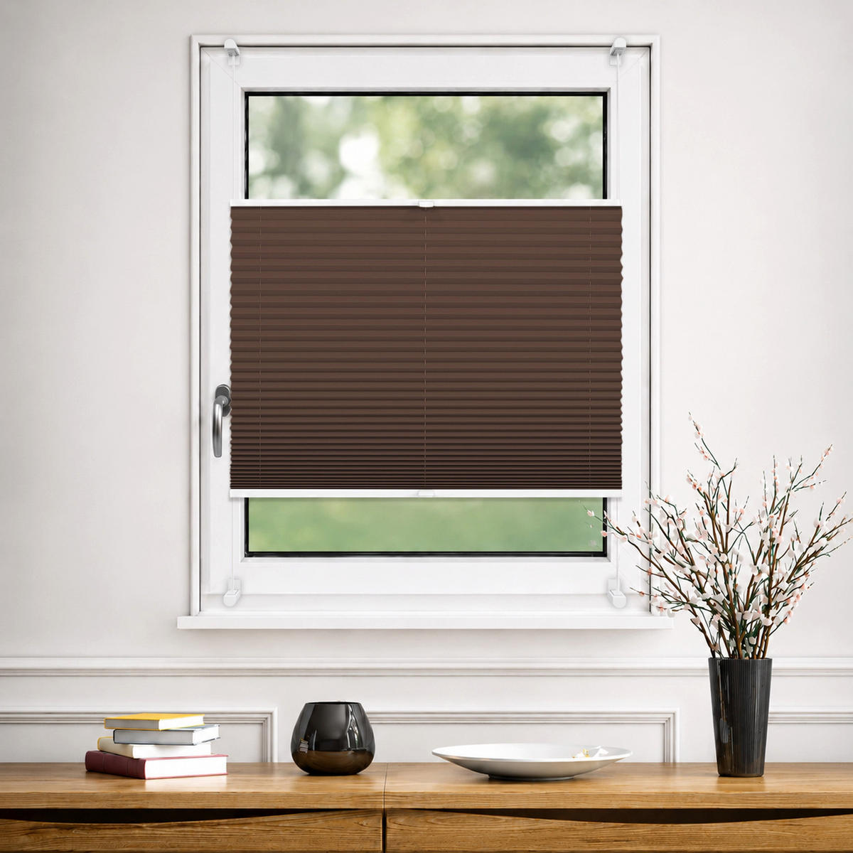 PLISSEE Thermo Basic 75 x 210cm Klemmfix ohne Bohren - Hellbraun, Textil (75/210/210cm) - Deco-Raum