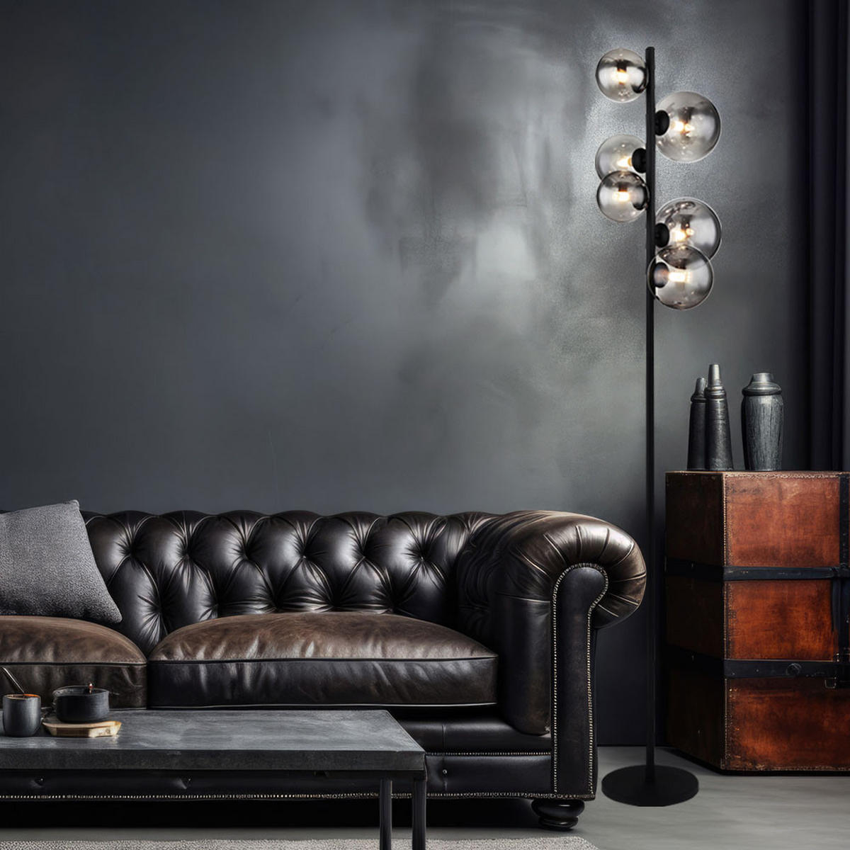LED STEHLEUCHTE Metall Schwarz - Schwarz, Glas (28.5/28.5/155cm) - Globo Lighting