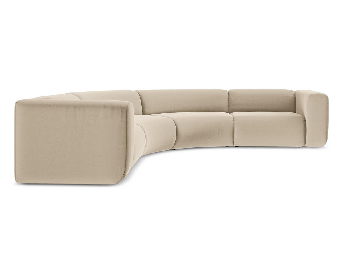 ECKSOFA Samt Stoff Beige - Beige/Creme, Kunststoff/Textil (318/318cm) - Makamii