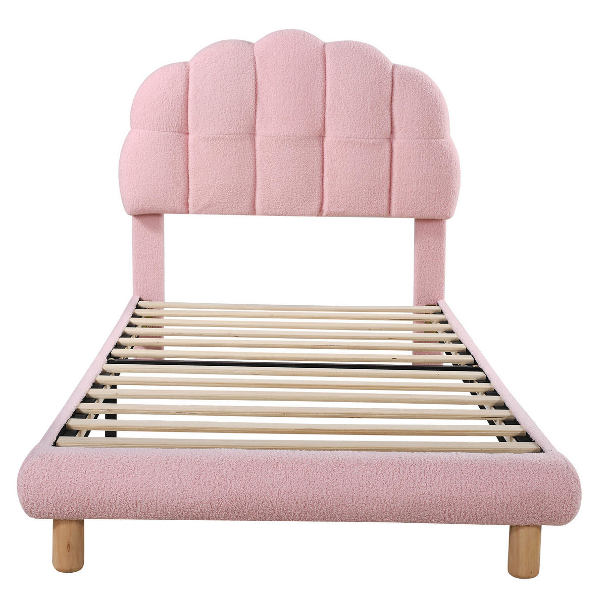 POLSTERBETT 90/200 cm mit lattenrost und verstellbarem Kopfteil aus Bouclé, Rosa/Weiß - Rosa, Textil (90/200cm) - Redom