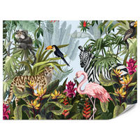 FOTOTAPETE für Kinderzimmer Tropische Pflanzen Tiere Flamingo Rippen 200x140 - Multicolor, Papier (200/140cm) - Muralo