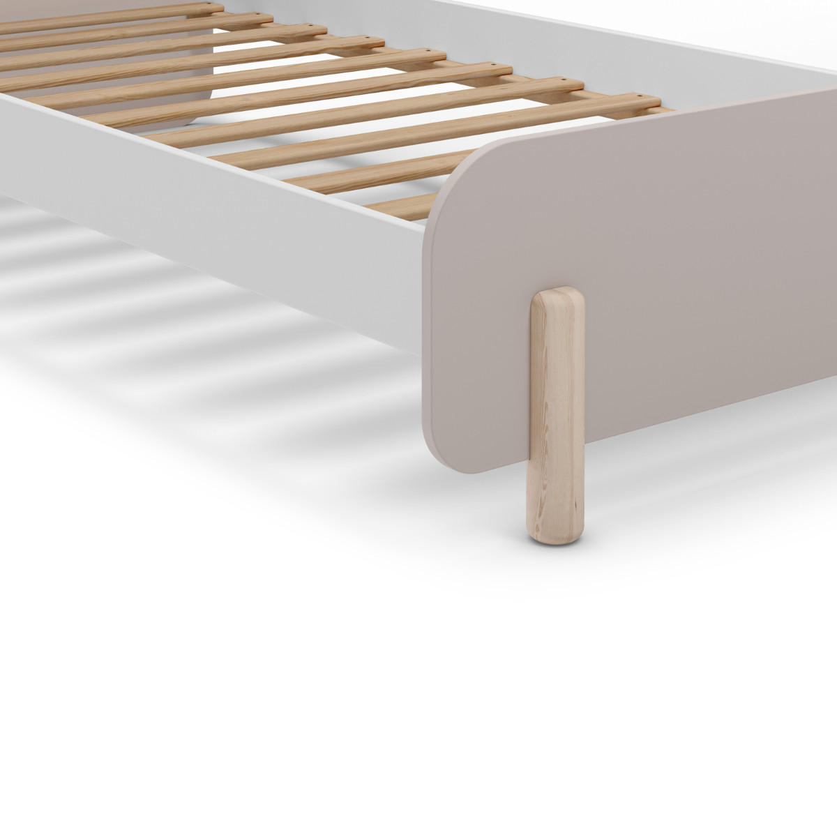 BETT 90x190 cm in creme glänzendem Dekor und hellem Holz 106,5/195,4/90/45 cm - Beige, Holz (190/90cm) - Calicosy