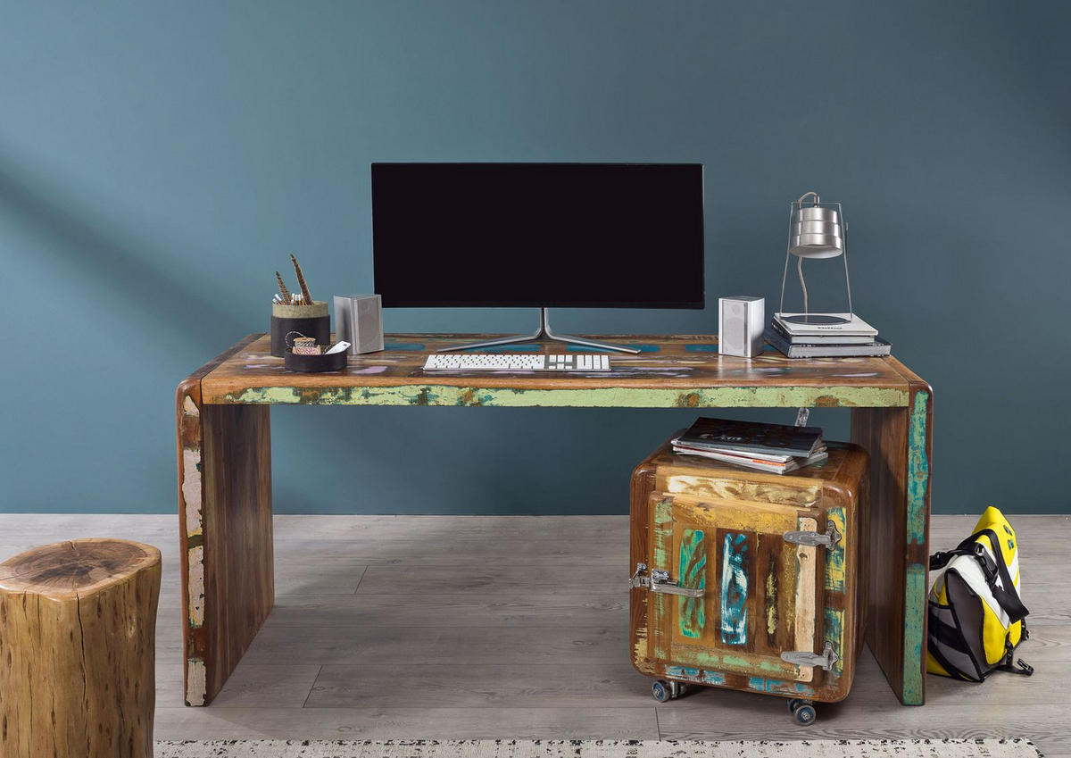 SCHREIBTISCH Altholz 170x65x76 mehrfarbig lackiert FREEZY #40 - Multicolor, Holz (65/170/76cm) - Massivmoebel24