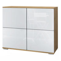 KOMMODE Rova Weiß Hochglanz - Weiß Hochglanz, Holzwerkstoff (92.5/75.5/35cm) - Vladon