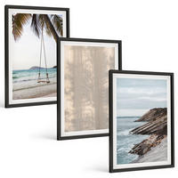 BILDER SET 3er Set - 40x60 cm Schwarzer Rahmen - Sommerlicher Sandstrand mit Meerblick - Schwarz, Kunststoff (40/60cm) - TULUP