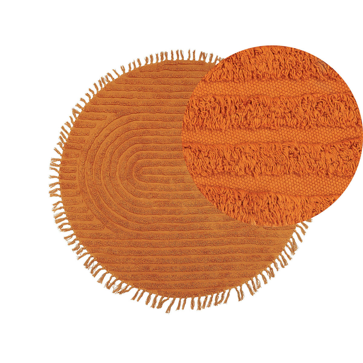 TEPPICH geflochten Halfeti 140/140 cm - Orange, Textil (140/140cm) - Beliani