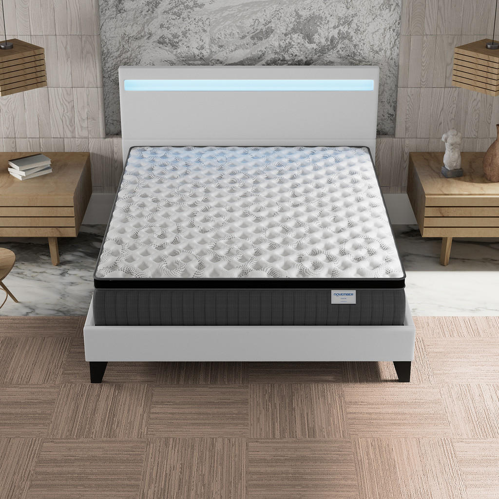 Thumbnail - November Sleep Polsterbett, Weiß, Holz, Pappel, H4, 5-Zonen, Höhe ca. 30 cm, 160x200 cm, Oeko-Tex®, Schlafzimmer, Betten...