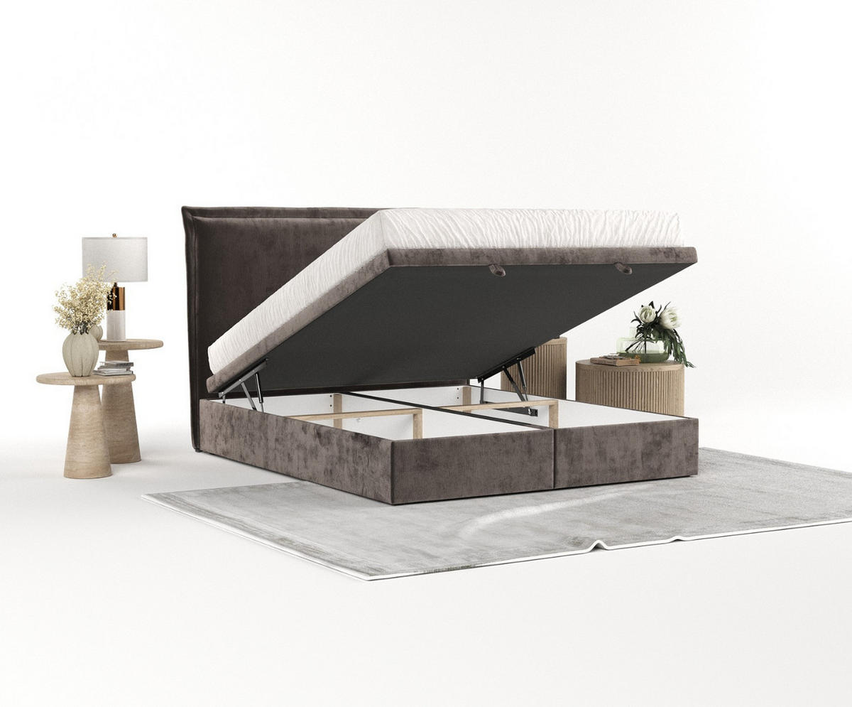 POLSTERBETT Eliot mit Stauraum 200/200 cm Braun im Lotta Stoff - Schwarz/Braun, Holz/Holzwerkstoff (200/200cm) - AltaBeds