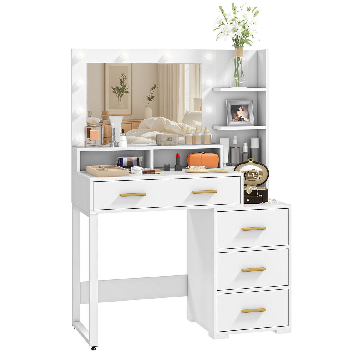 SCHMINKTISCH DE-18300 Weiß - Weiß, Holzwerkstoff (40/138/100cm) - ComfortXL
