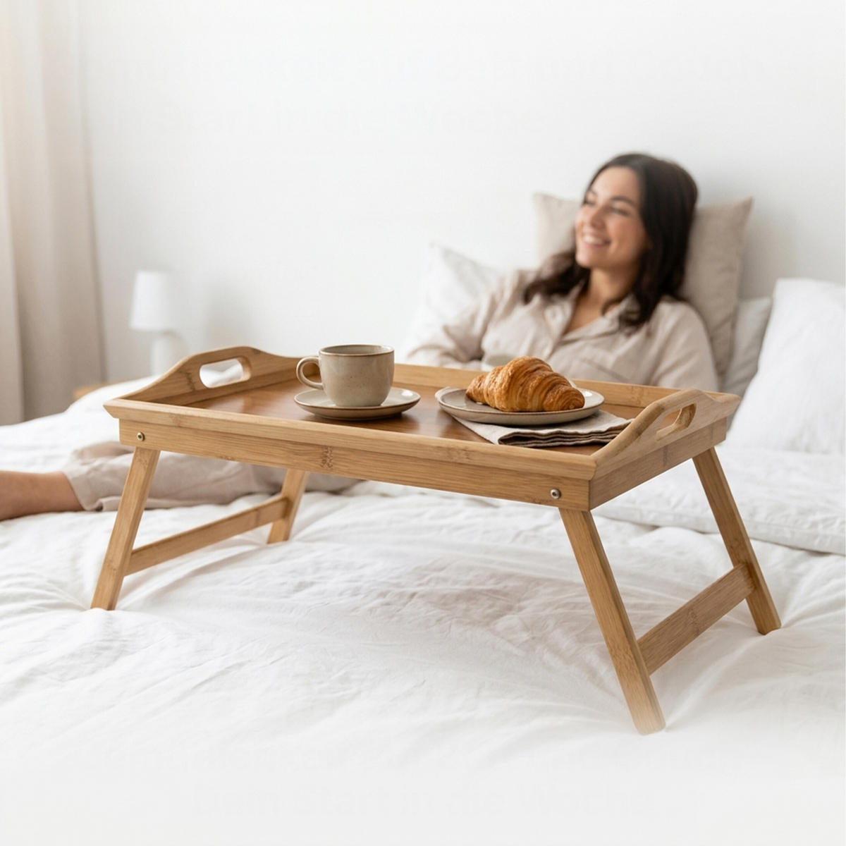 TAVĂ Natur bambus pliabilă 52x33 cm - maro deschis, compozit lemnos/lemn - Relaxdays